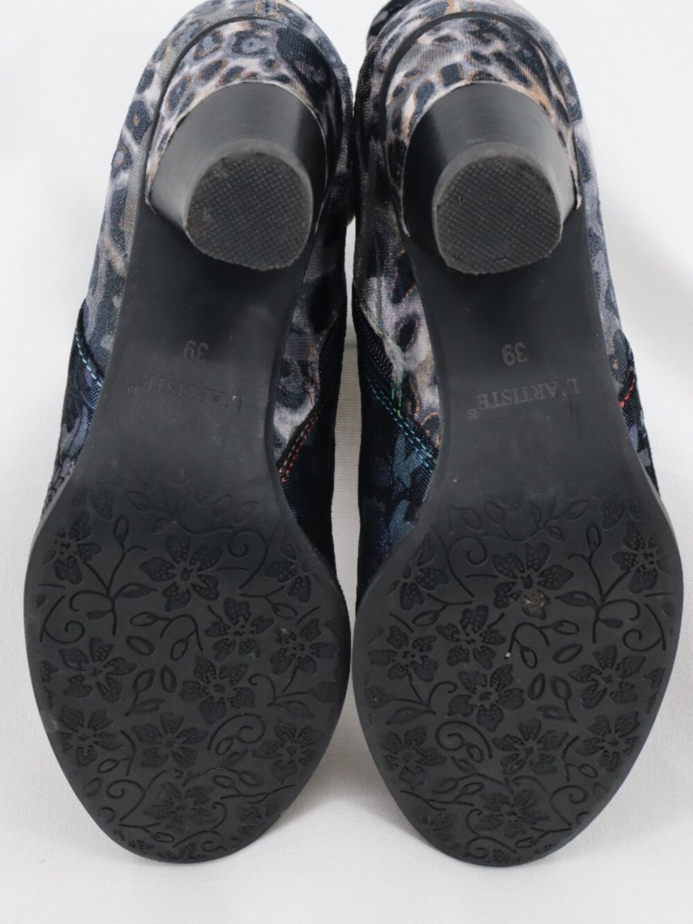 L’Artiste Dessa Hand Painted Leather Leopard Floral Booties EU 39 US 8.5 - Picture 6 of 12